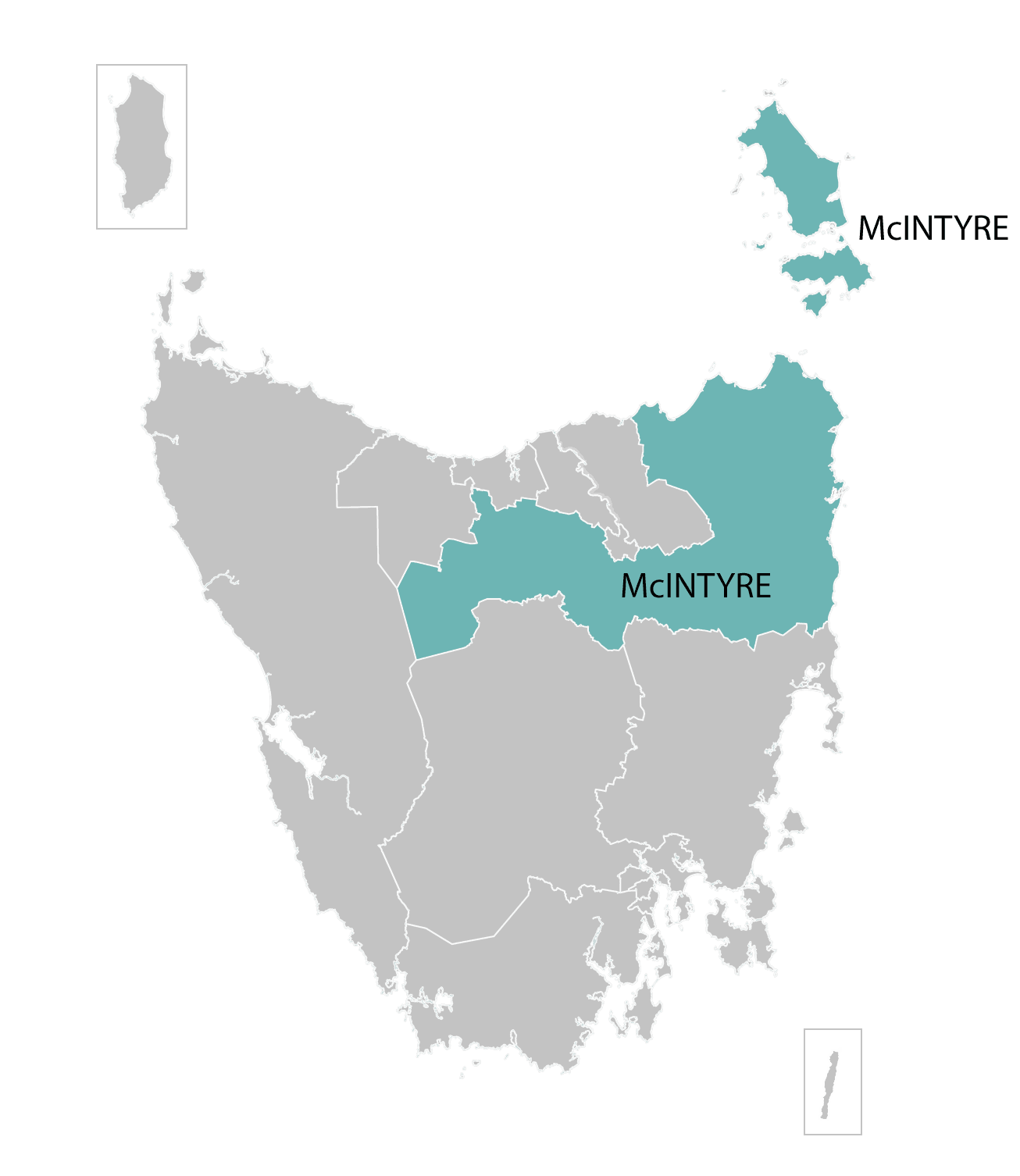 McIntyre division highlighted on illustrated map of Tasmania