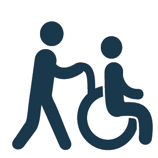 Wheelchair accessible with assistance icon
