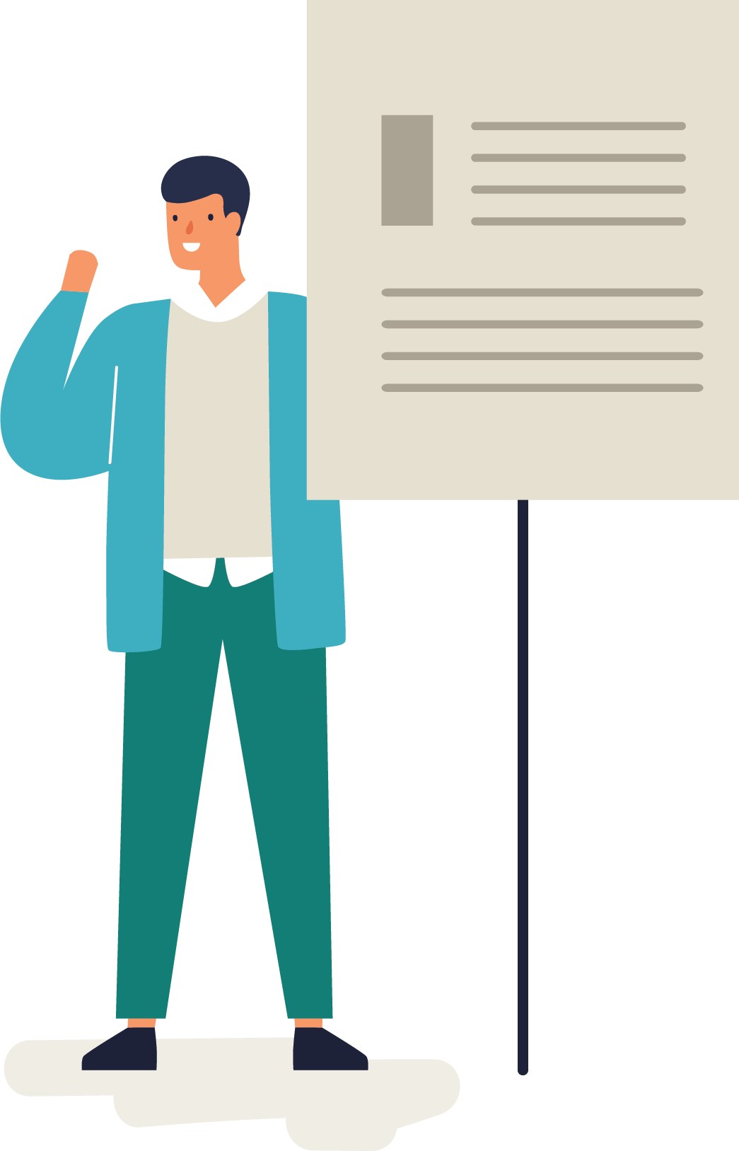 illustration of a candidate holding a sign