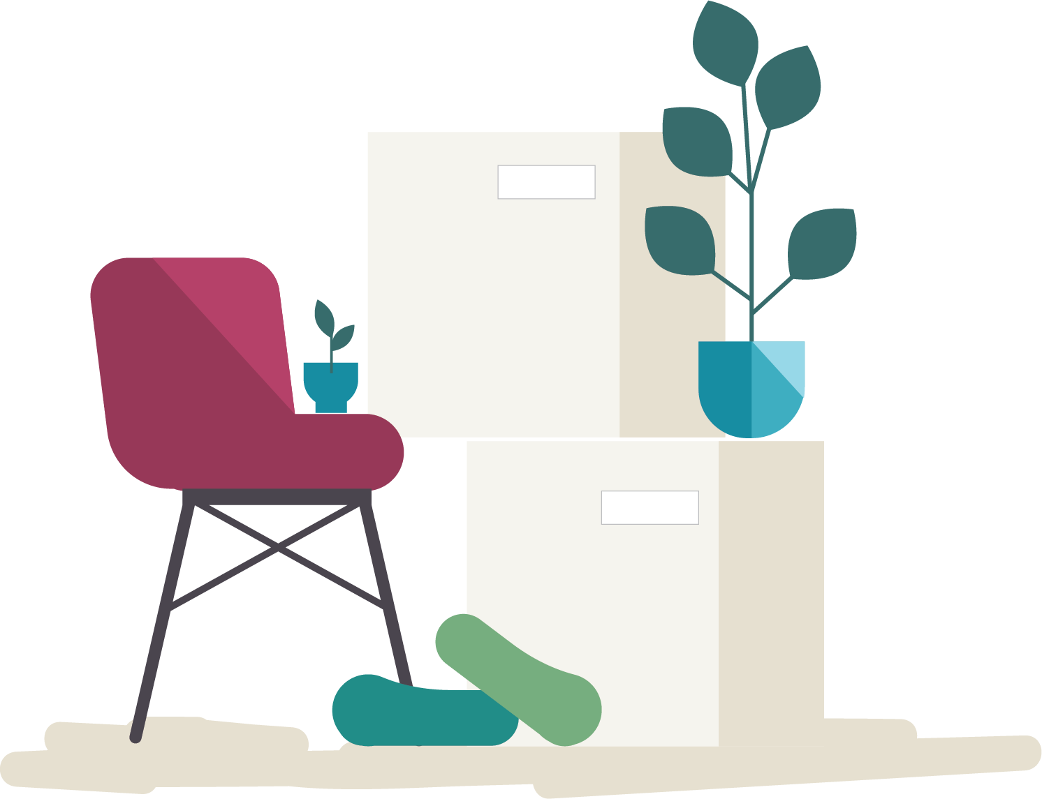 illustration of packed moving boxes