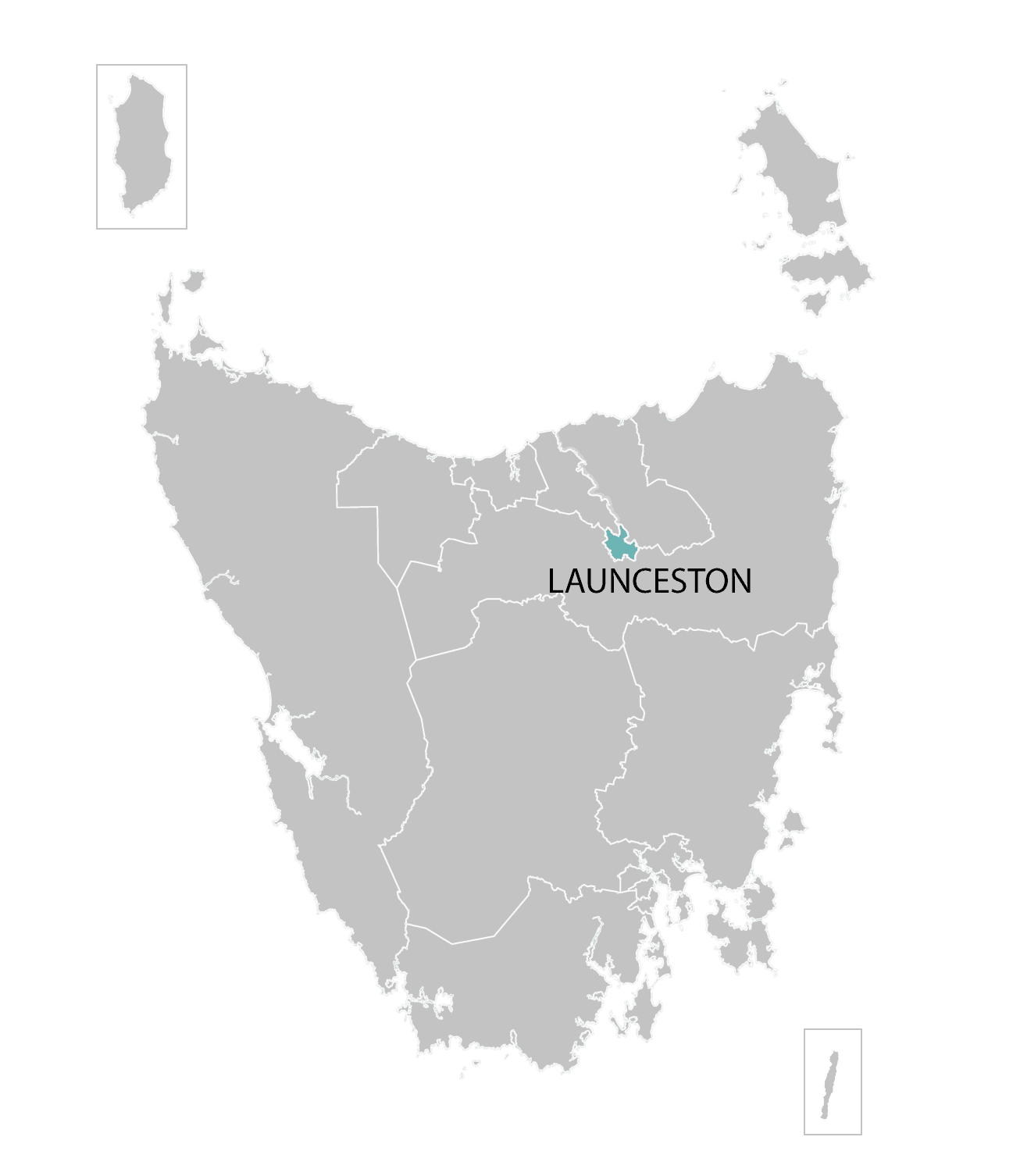 Launceston division highlighted on illustrated map of Tasmania