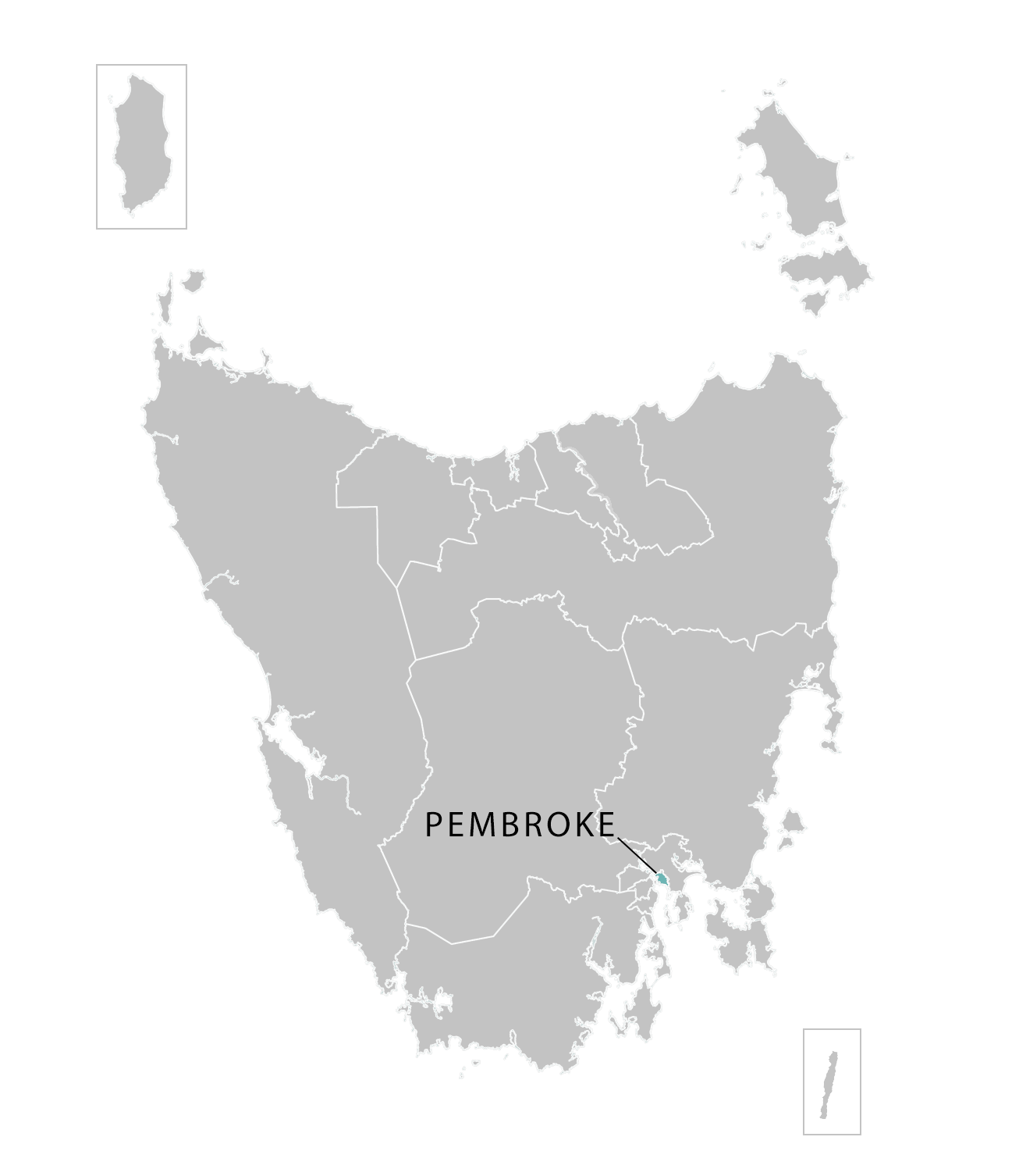 Pembroke division highlighted on illustrated map of Tasmania