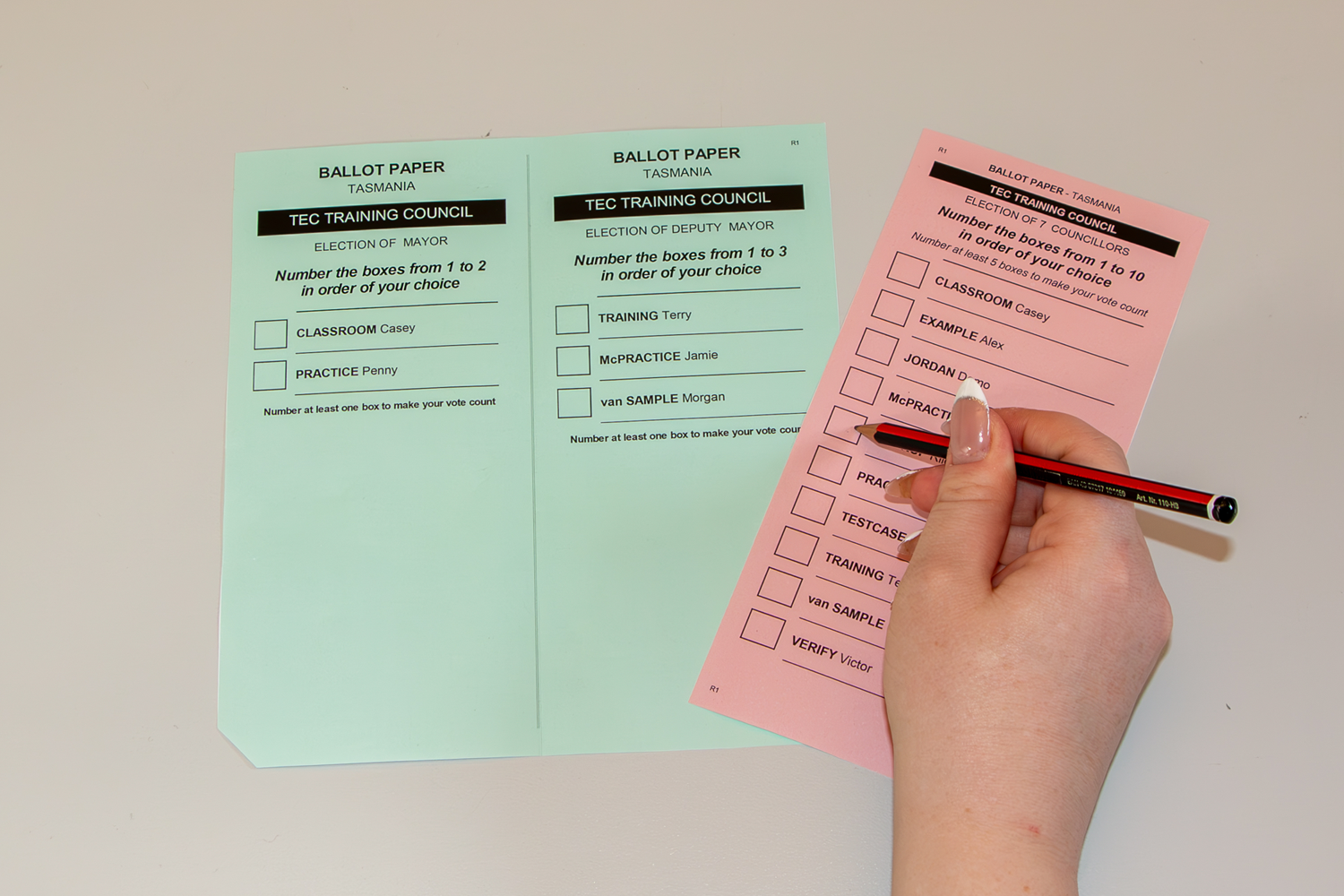 Ballot papers being numbered