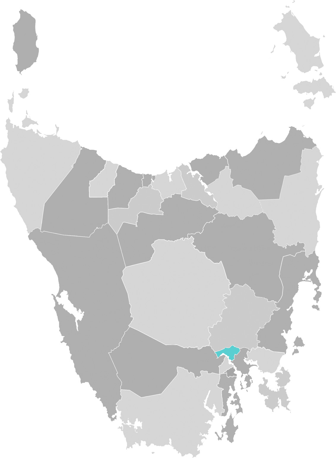 Map of Tasmania with Brighton municipal area highlighted