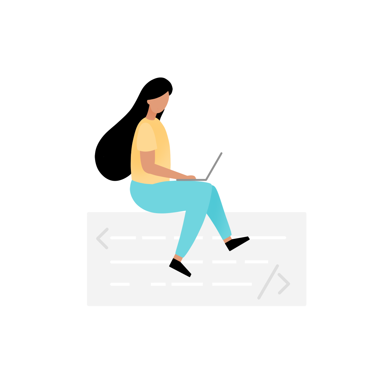 Person sitting and training on laptop computer